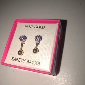14KT. Gold earrings, safety backs.